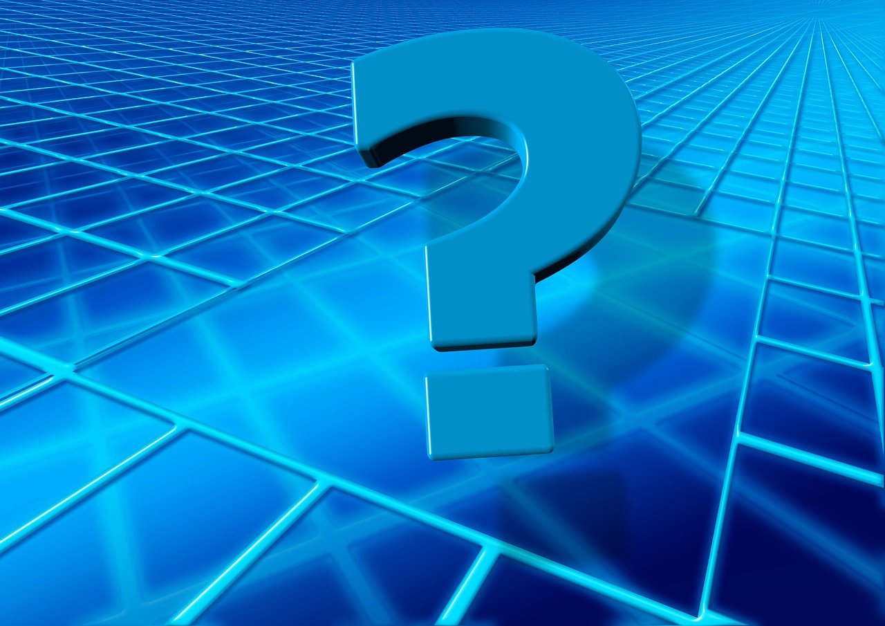 a blue question mark sitting on top of a grid, a computer rendering, by Wayne Reynolds, shutterstock, digital art, in a shapes background, stock photo, customers, set photo
