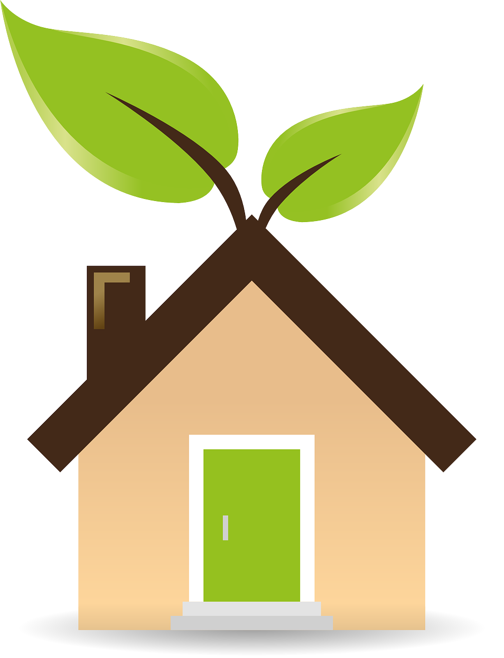 a house with a leaf sticking out of the roof, pixabay, conceptual art, simple logo, organic biomass, clipart, highres