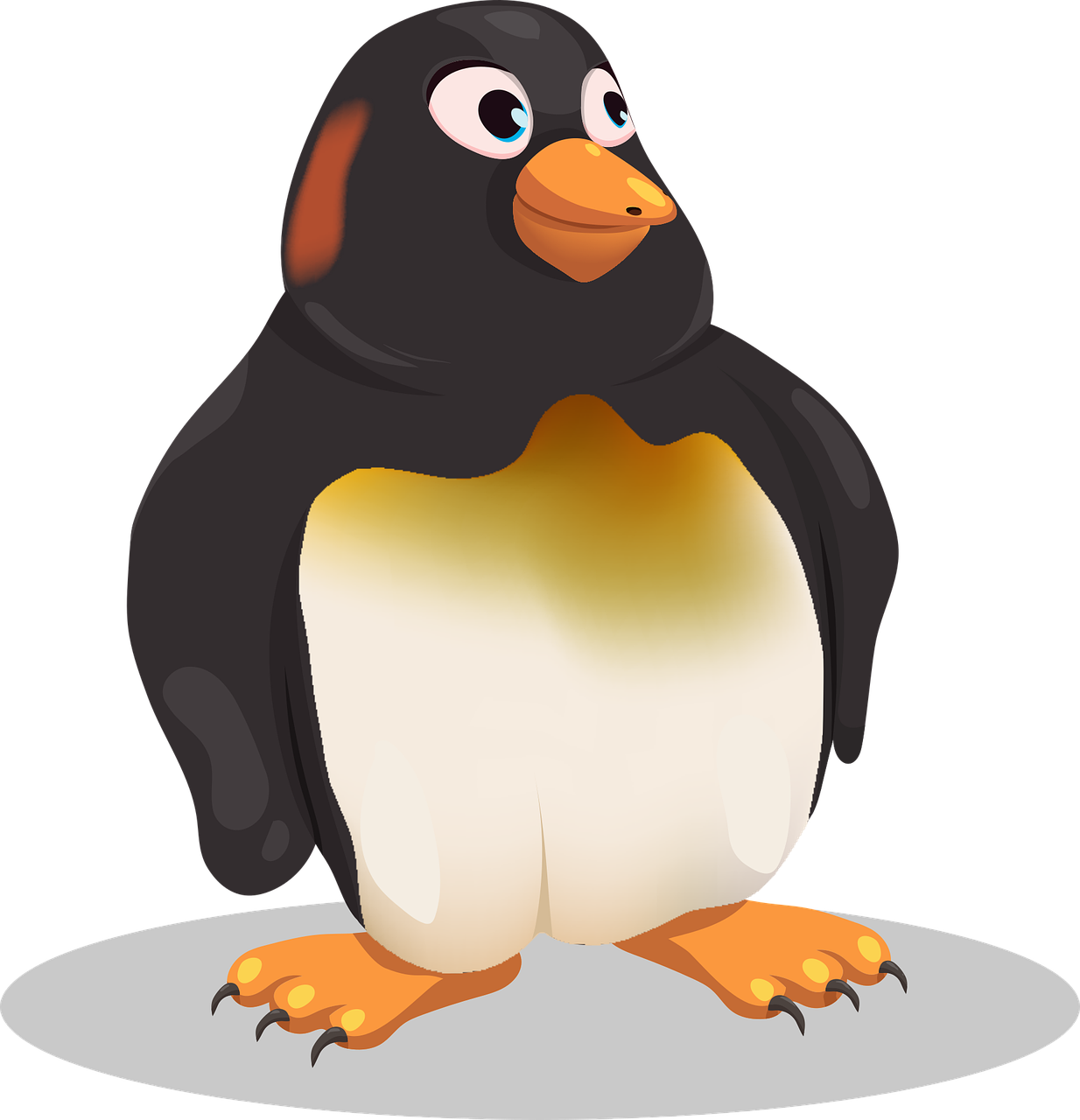 an animated penguin with a large, round - beaked face