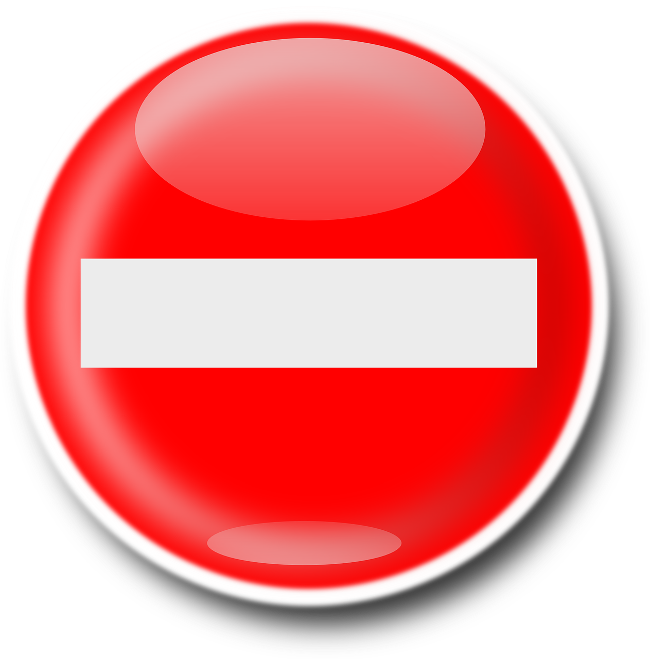 a red no entry sign on a white background, a digital rendering, by John Button, flickr, bauhaus, vector icon, onyx, traffic light on, mute