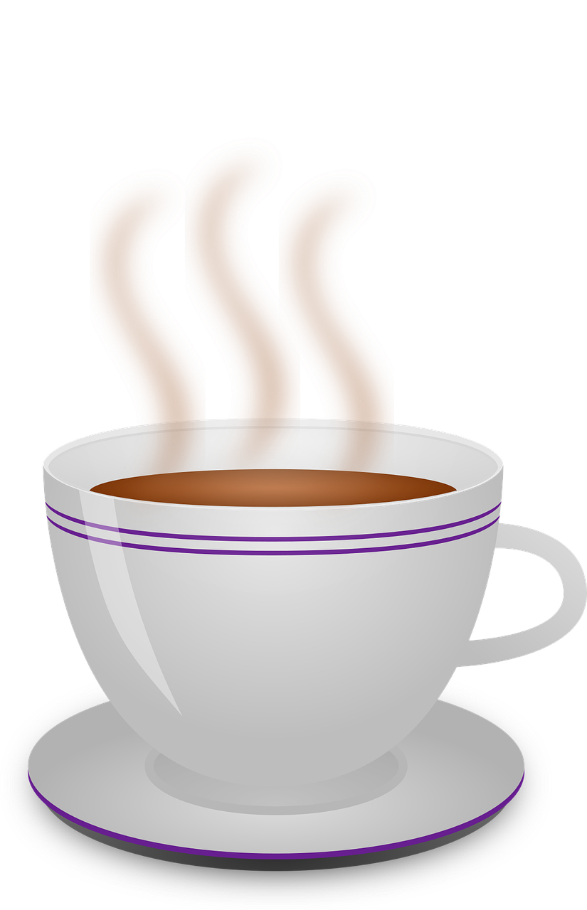 a cup of coffee with steam rising out of it, a digital rendering, inspired by Masamitsu Ōta, pixabay, no gradients, with a cup of hot chocolate, is ((drinking a cup of tea)), colombian