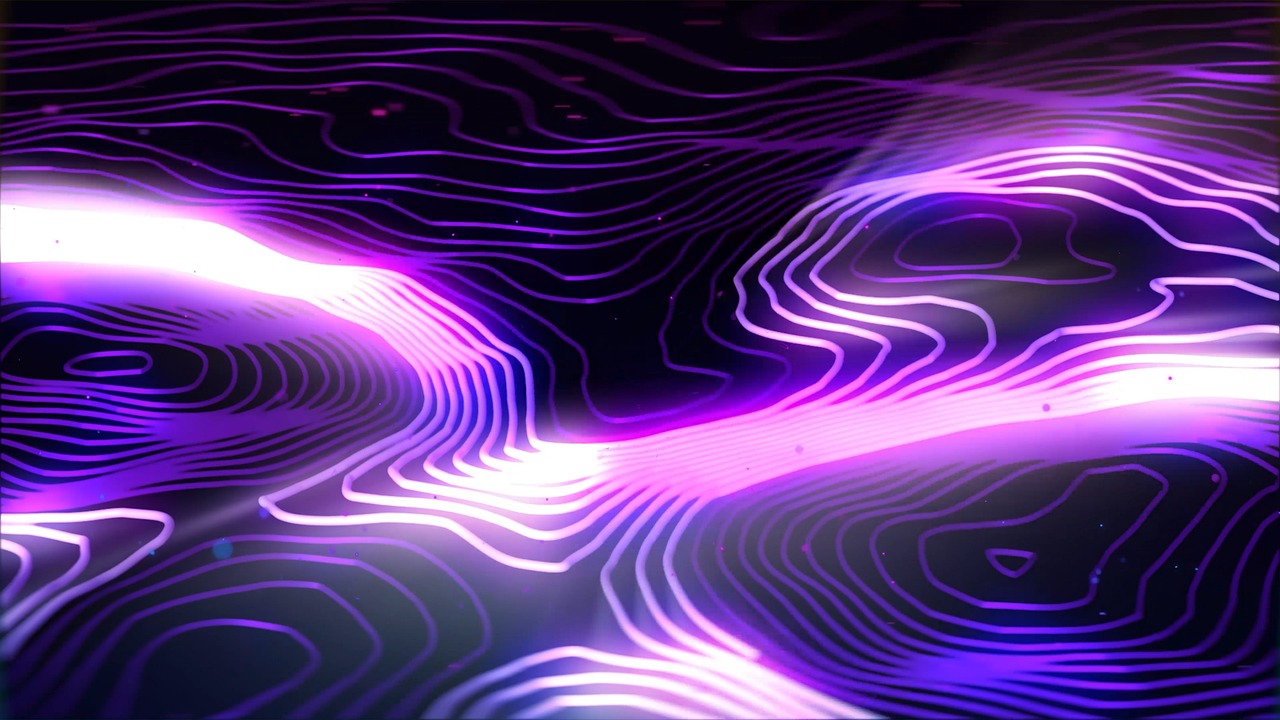 a close up of a purple and black background, by Julian Allen, generative art, neon road, interacte smooth flowing lines, animation style render, colorful detailed projections