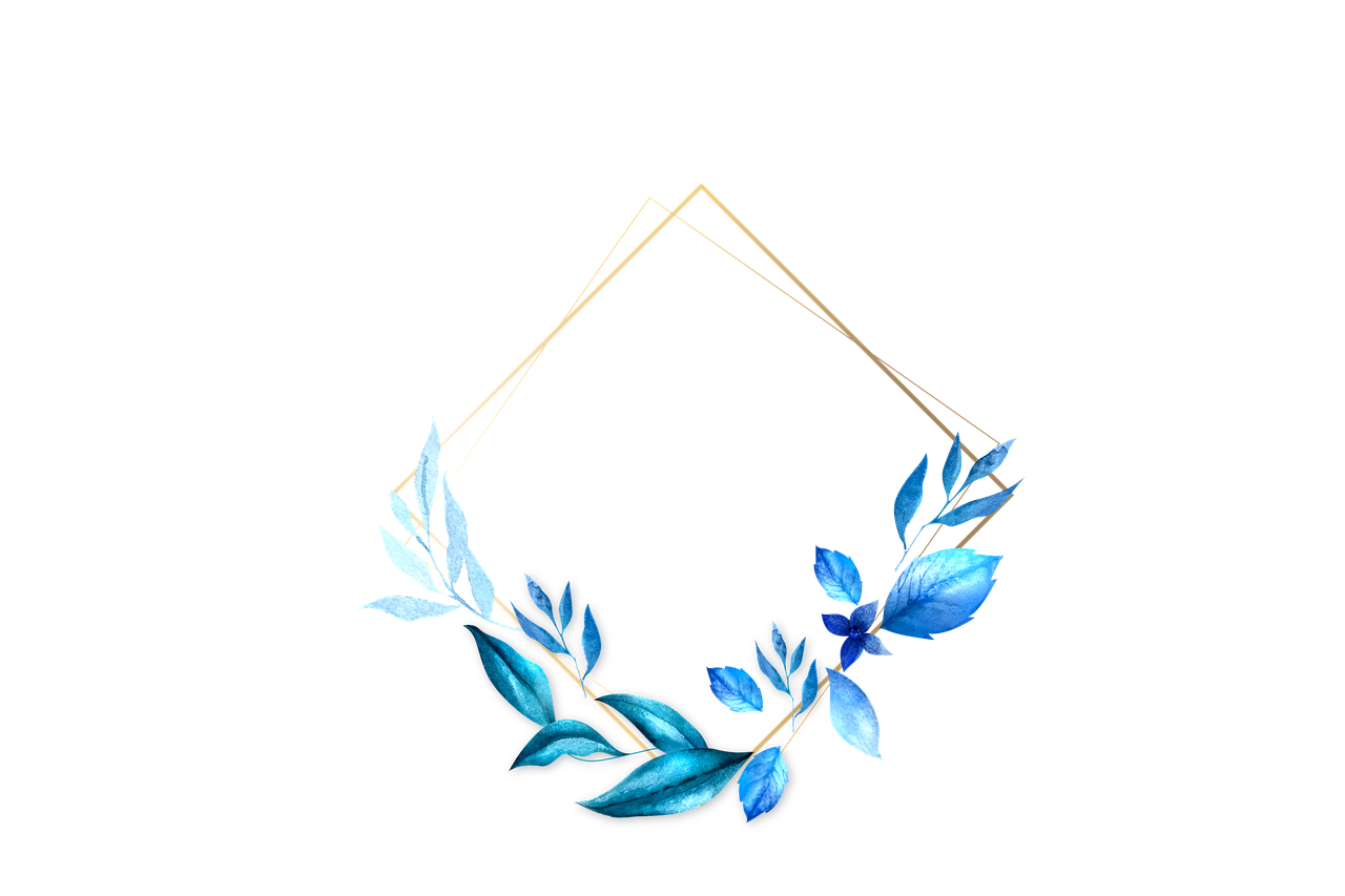 a close up of a blue flower on a black background, a digital painting, cloisonnism, beautiful frames, minimalist logo without text, color leaves, has a laurel wreath