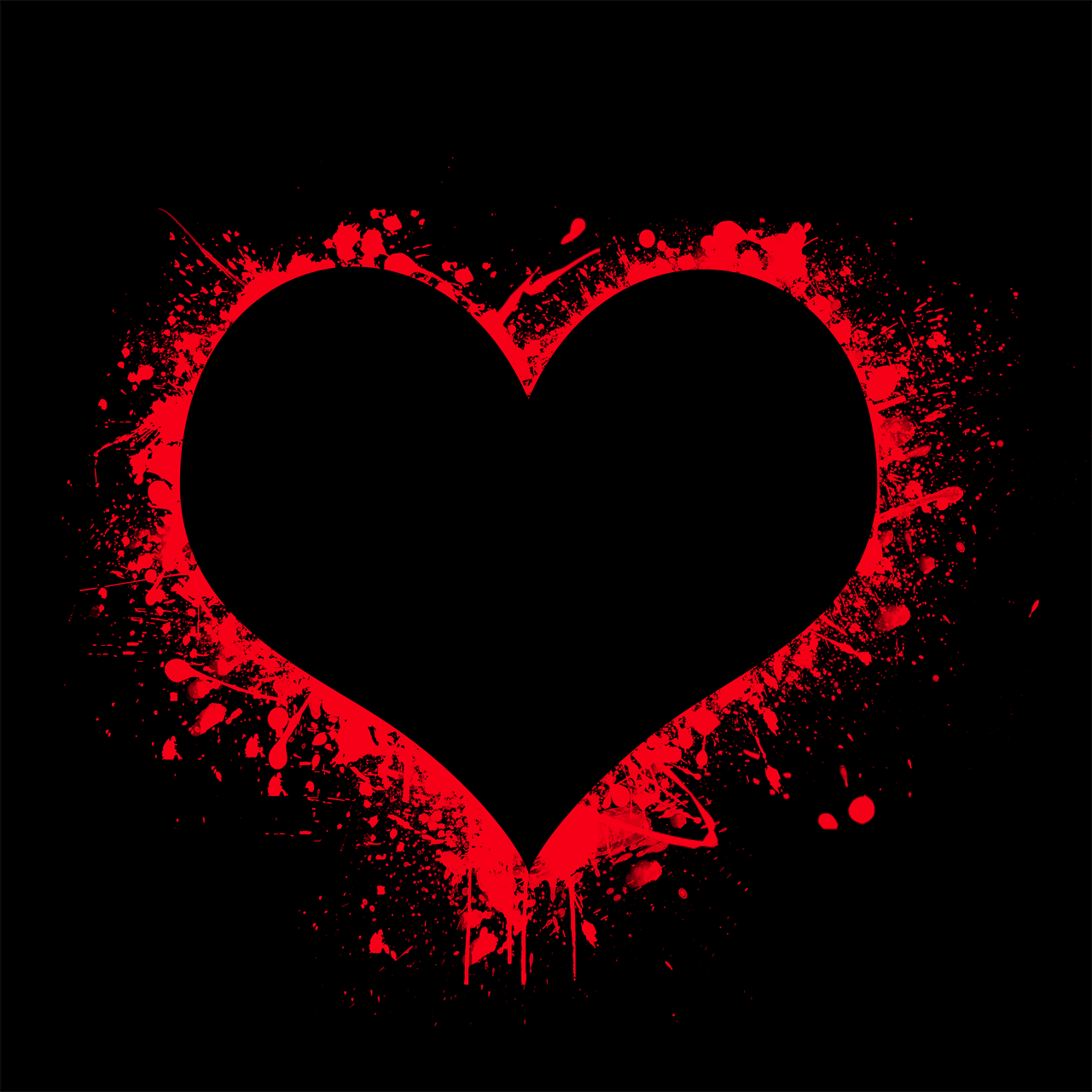 a red heart splattered with blood on a black background, graffiti, istockphoto, hd illustration, edge of nothingness love, hearts symbol