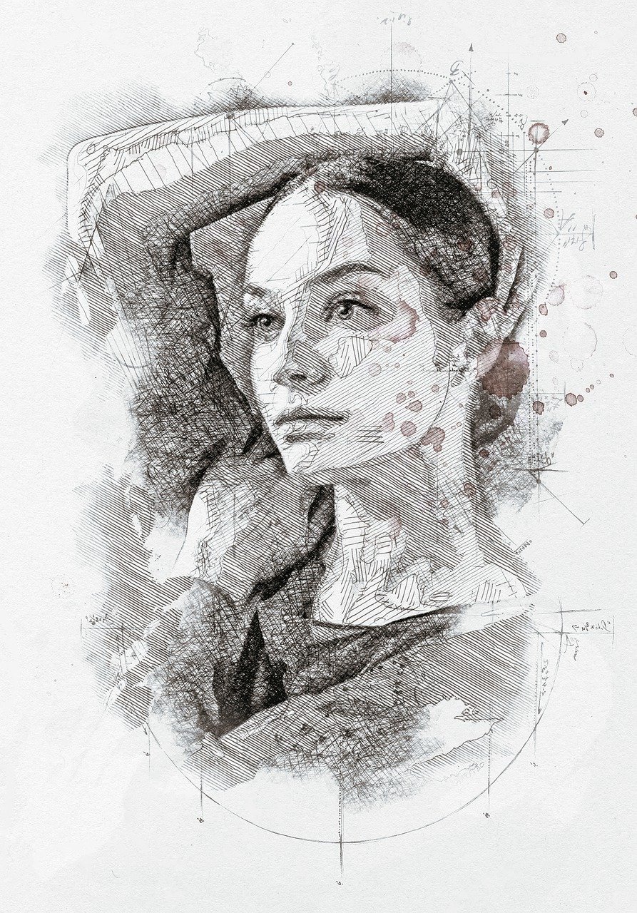 a drawing of a woman wearing a hat, by Relja Penezic, digital art, atelier olschinsky, ink and screentone, masterpiece! portrait of arwen, scribbled