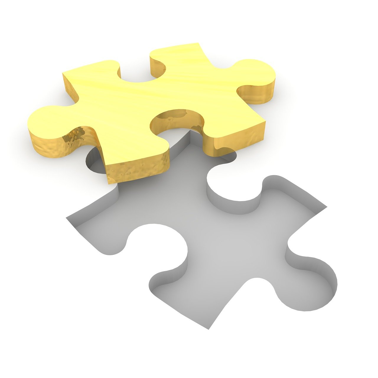 a couple of puzzle pieces sitting on top of each other, a jigsaw puzzle, by Harold Elliott, silver and yellow color scheme, solidworks, biroremediation, has gold