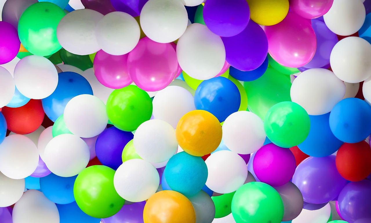 a bunch of colorful balloons floating in the air, a stock photo, color field, background image, in a ball pit, background is white, many small details