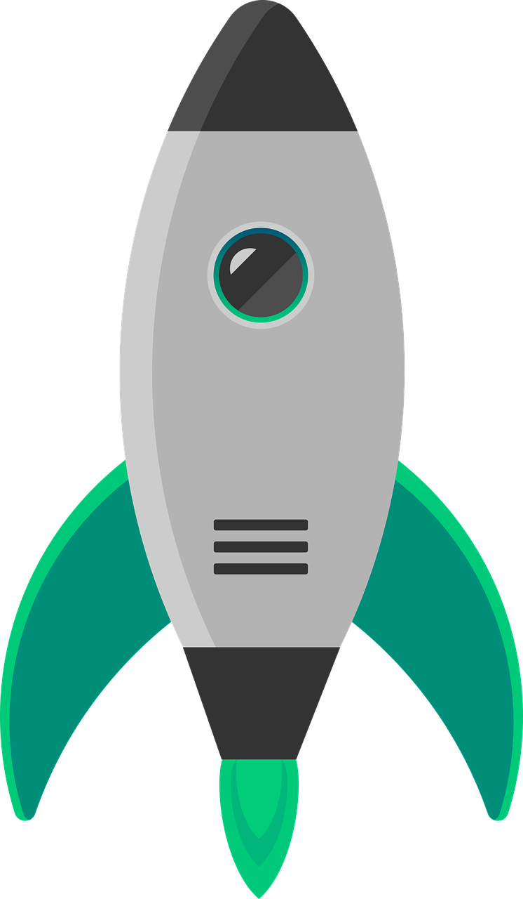 a gray and green rocket ship on a black background, trending on pixabay, hypermodernism, avatar image, small gadget, mercury, on a gray background