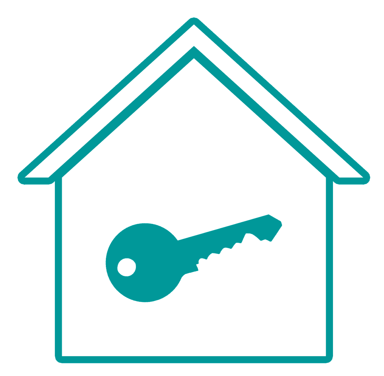 a house with a key inside of it, dark teal, avatar for website, terminals, garage