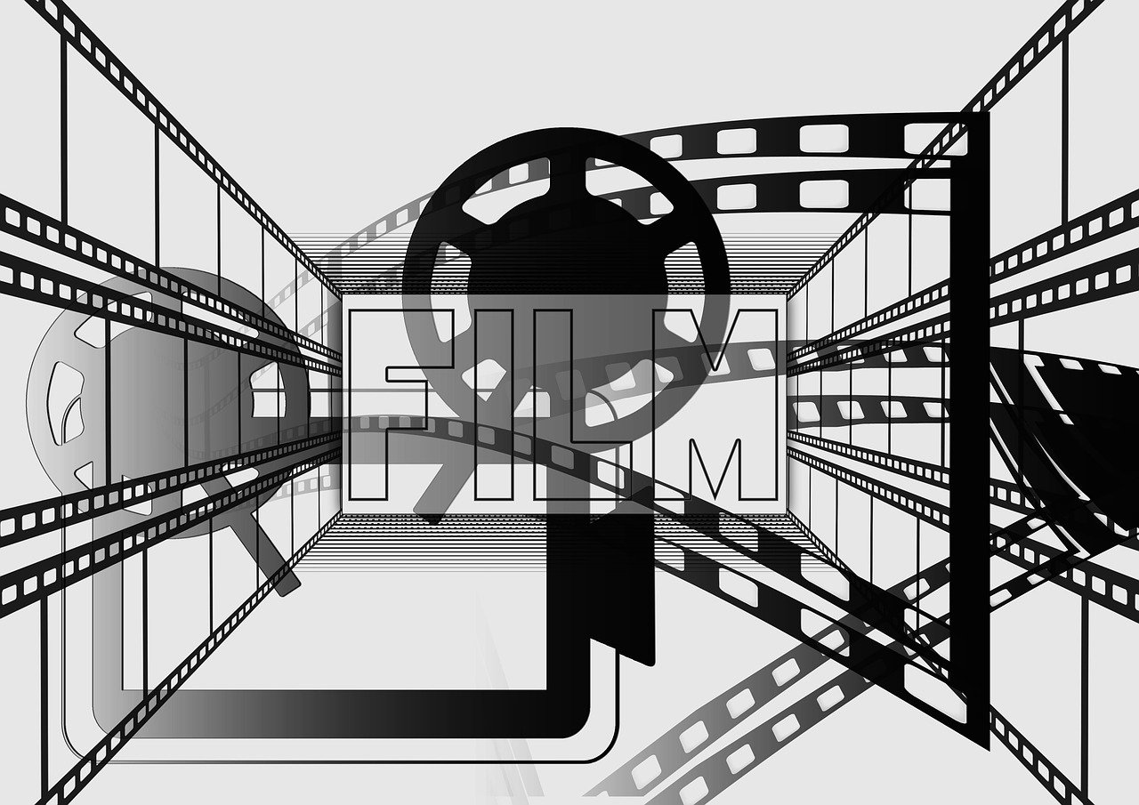 a cell phone sitting on top of a film strip, inspired by Wojciech Siudmak, pixabay, video art, black and white vector art, in a cinematic wallpaper, style mix of æon flux, screen space reflections