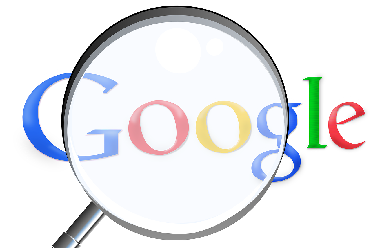 a magnifying glass with the word google underneath it, pixabay, looking to the right, rounded logo, compressed jpeg, internet