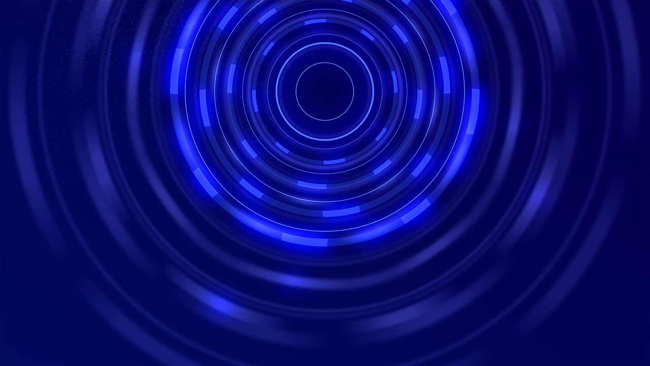 a close up of a circular object with blue lights, digital art, abstract rippling background, background(solid), high res, hypnotized