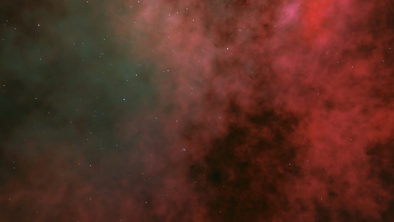 a red and green space filled with lots of stars, a screenshot, flickr, wispy smoke and volumetric fog, ultra detailed high resolution, dark red bloody fog, upscaled to high resolution