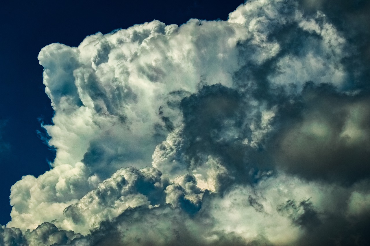 a jetliner flying through a cloudy blue sky, a portrait, by Hans Schwarz, precisionism, giant cumulonimbus cloud, hdr detail, evening storm, finer details : 3