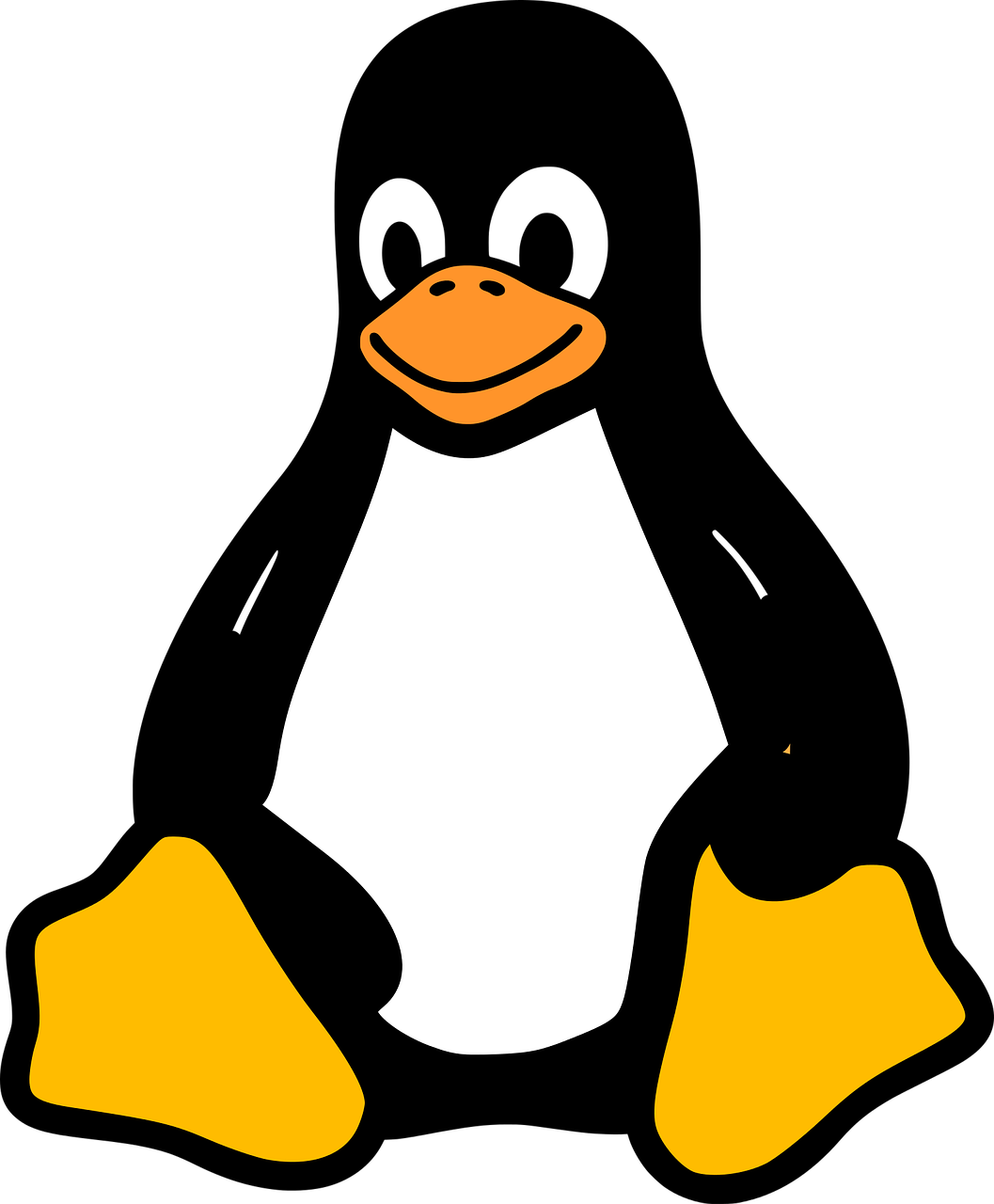a close up of a penguin's face on a black background, inspired by Jacob Duck, reddit, computer art, simple and clean illustration, 2 0 0 0's photo, orange body, seen from below