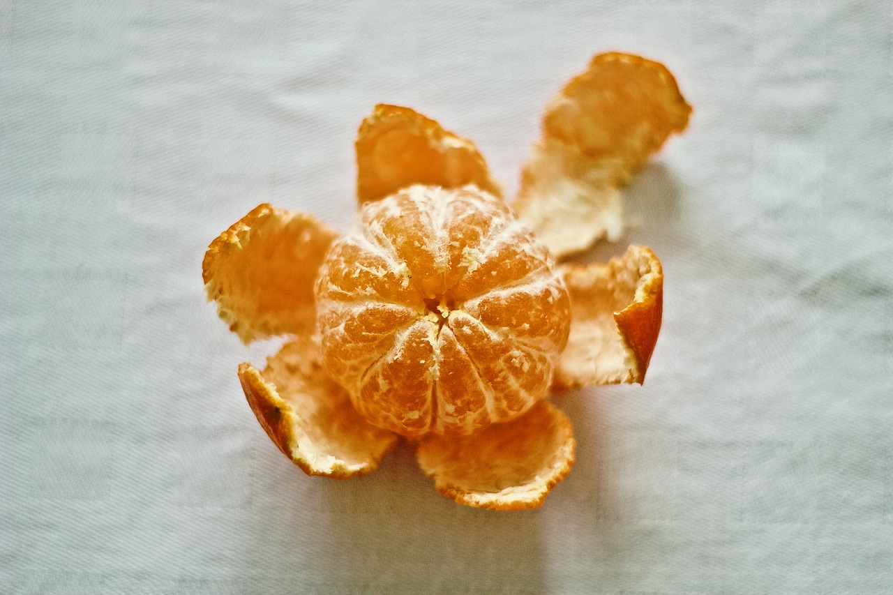 a peeled orange sitting on top of a table, a macro photograph, minimalism, made of flowers and fruit, very sharp photo, some wrinkled, optimus sun orientation