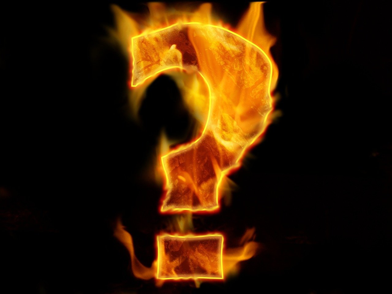 a burning question mark on a black background, a picture, an orange fire in the background, !!!!!!!!!!!!!!!!!!!!!!!!!, discovered photo