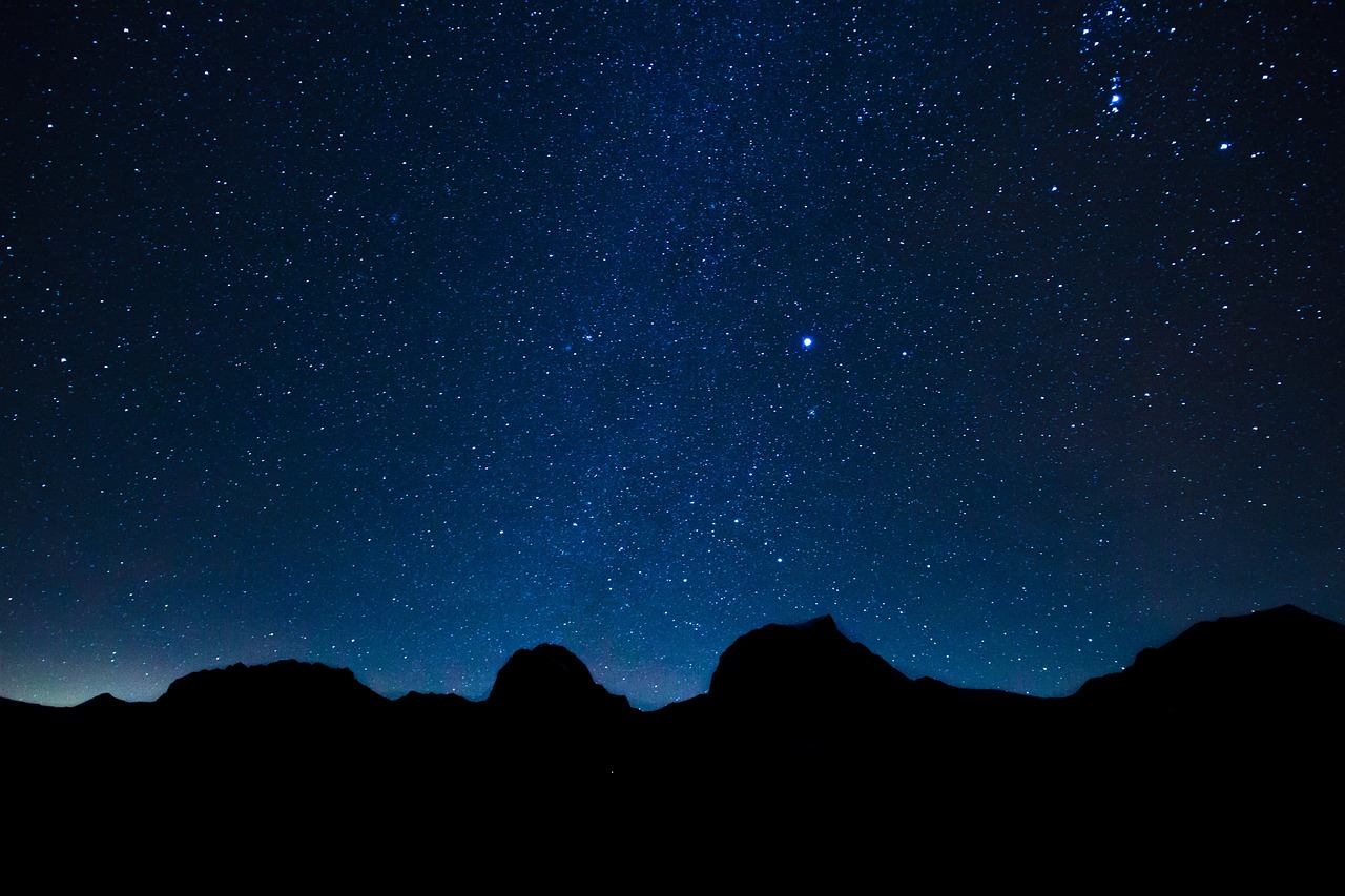 a night sky filled with lots of stars, by Erwin Bowien, minimalism, distant mountains lights photo, wide establishing shot, background is heavenly, distant twinkling stars