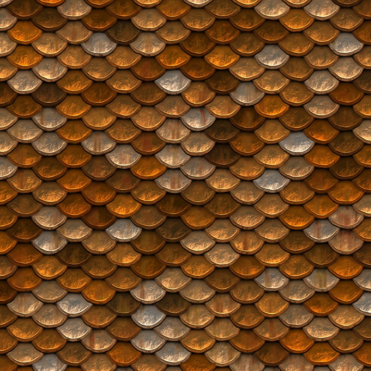 a close up of a fish scale pattern, renaissance, seamless game texture, peaked wooden roofs, 1128x191 resolution, rusty colors