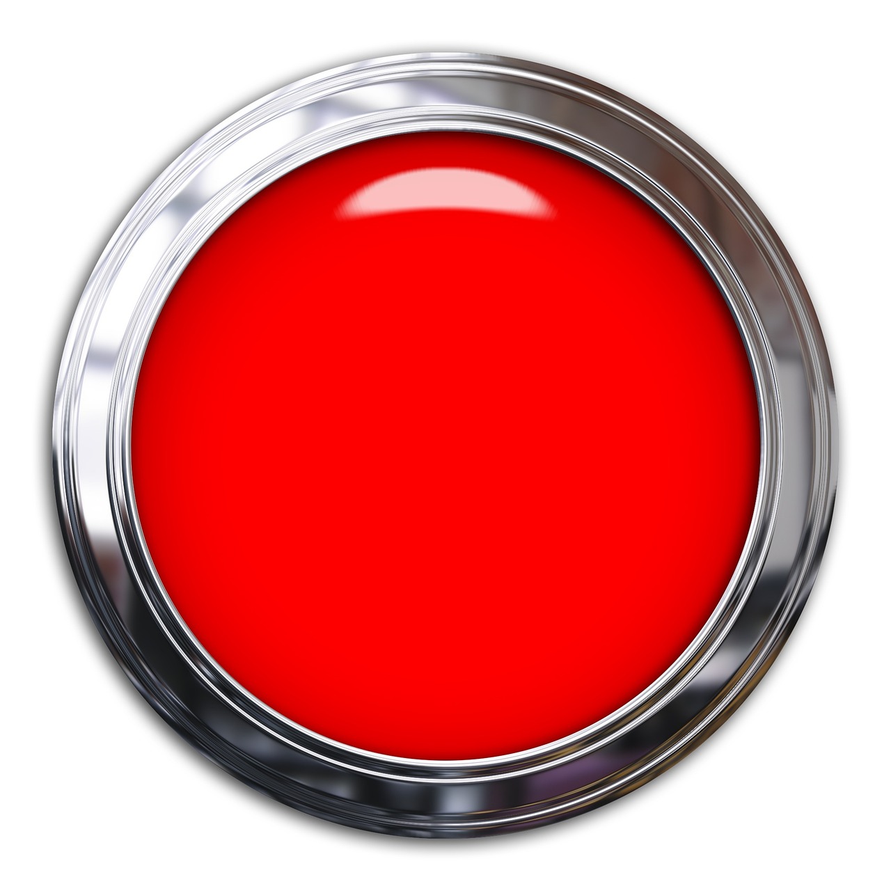 a close up of a red button on a white background, a digital rendering, computer art, polished metal, red rim light, jello, circular