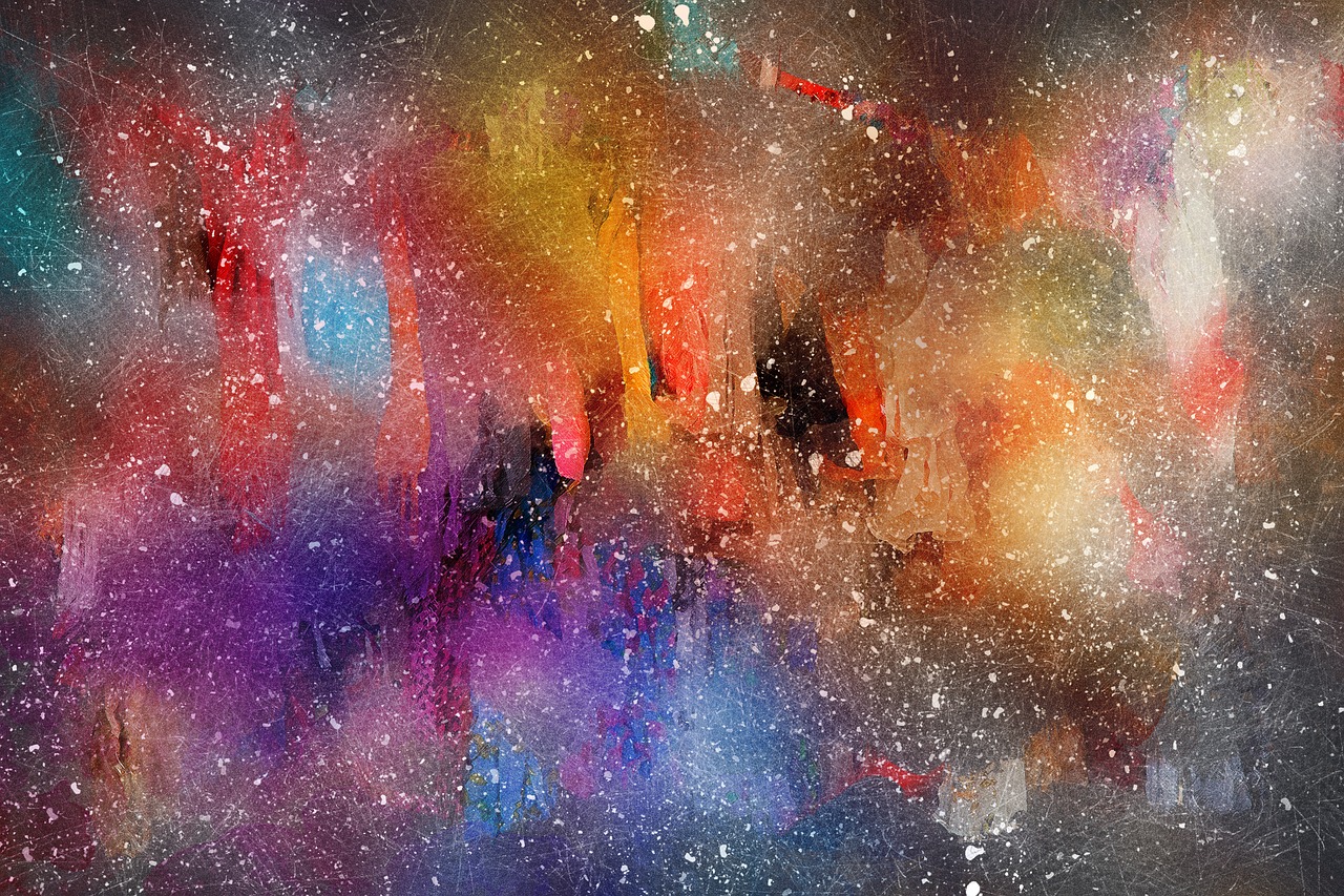 a painting with a lot of colors on it, a digital painting, abstract art, snow flurry, 4 k hd wallpaper illustration, chalk texture on canvas, ny