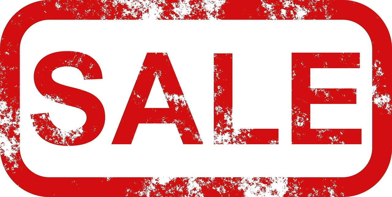 a red sale sign on a white background, a stock photo, by Julian Allen, pixabay, fine art, hermann nitsch, red and white colors, on a red background, banner