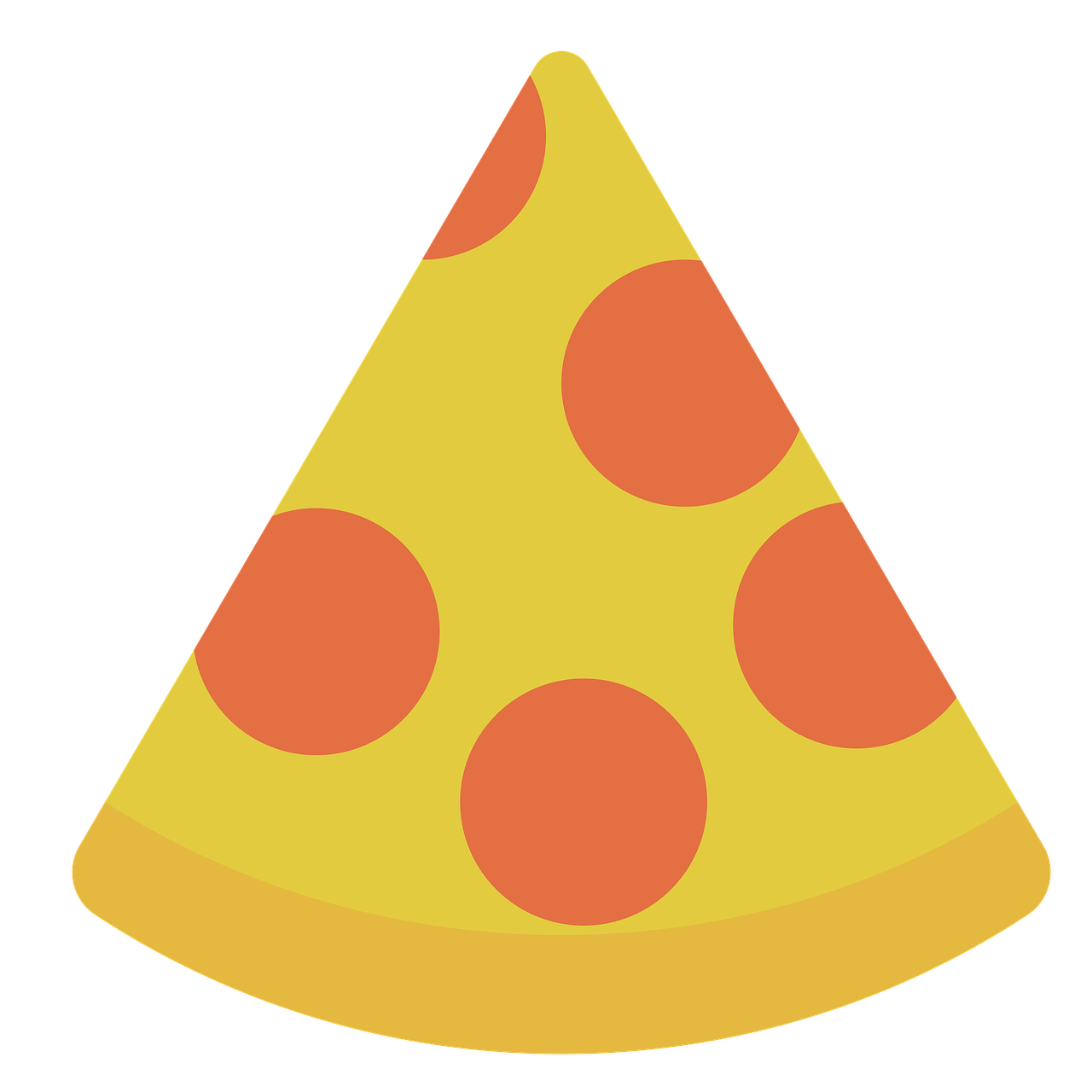 a slice of pizza on a black background, a screenshot, by Matt Cavotta, unsplash, pop art, pointy conical hat, style of emoji, polka dot, discord profile picture