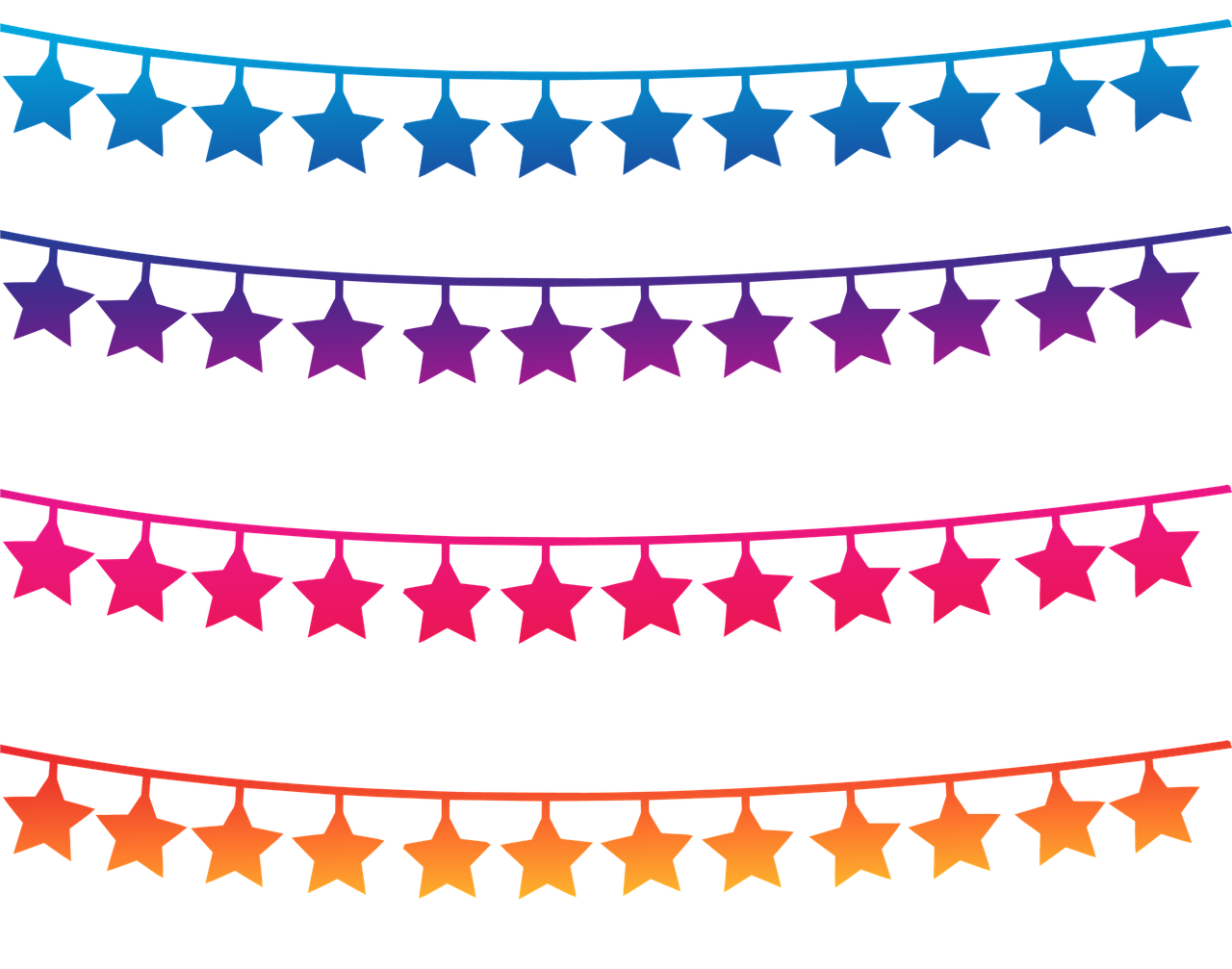 a string of colorful stars on a black background, red banners, blacklight, low resolution, cut