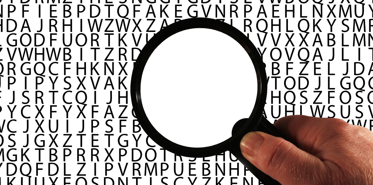 a close up of a person holding a magnifying glass, a microscopic photo, pixabay, letterism, ascii, background is white, theft, random english words