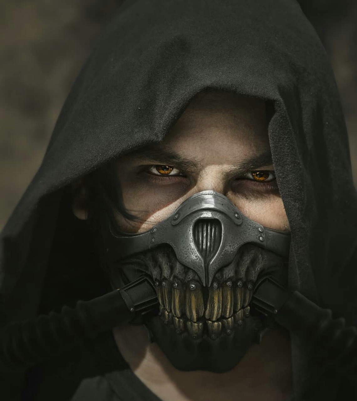 a close up of a person wearing a mask, concept art, inspired by Igor Morski, cgsociety contest winner, mad max style, reaper from overwatch, from a 2 0 1 9 sci fi 8 k movie, fantasy ttrpg villain