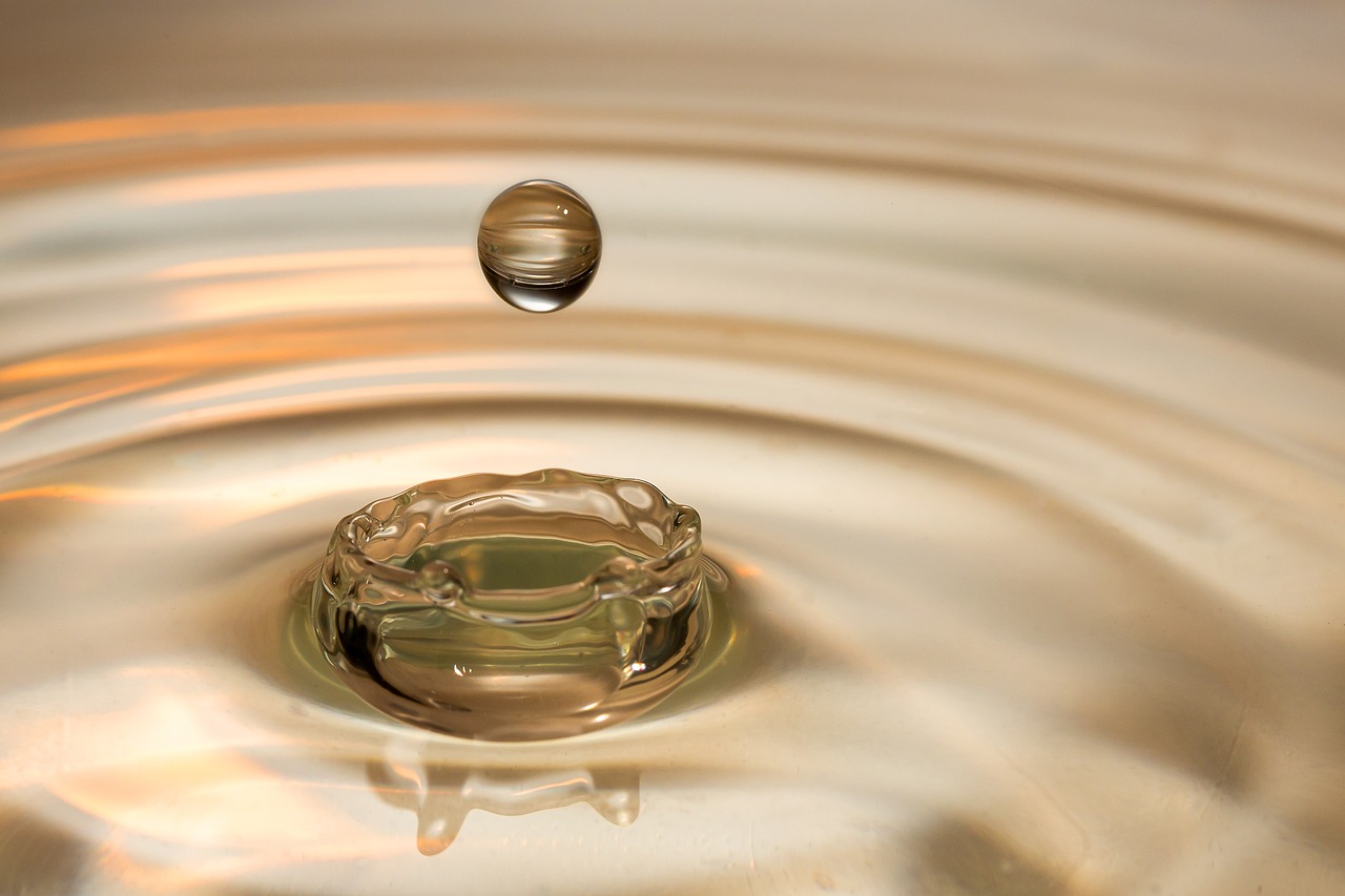 a close up of a water drop in a sink, a macro photograph, renaissance, levitating agricultural sphere, on a reflective gold plate, orbital rings, motion photo