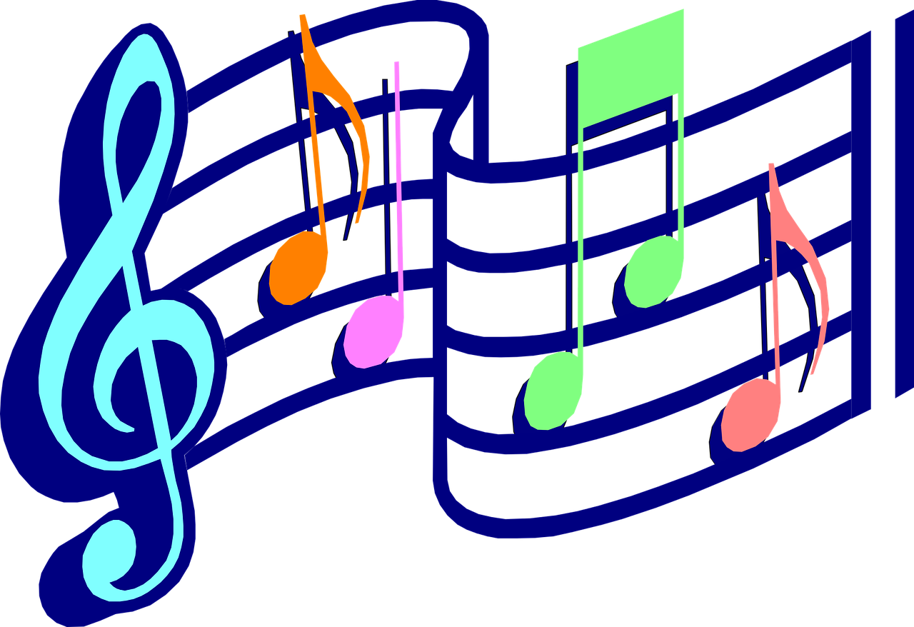 a group of musical notes on a black background, by Joe Sorren, a brightly colored, no gradients, [[fantasy]], late night