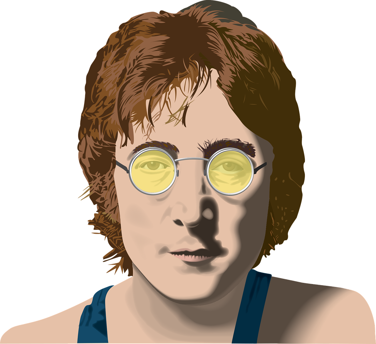 a close up of a person wearing glasses, vector art, inspired by Ray Howard-Jones, old john lennon, full scene shot, lemon, celebrity