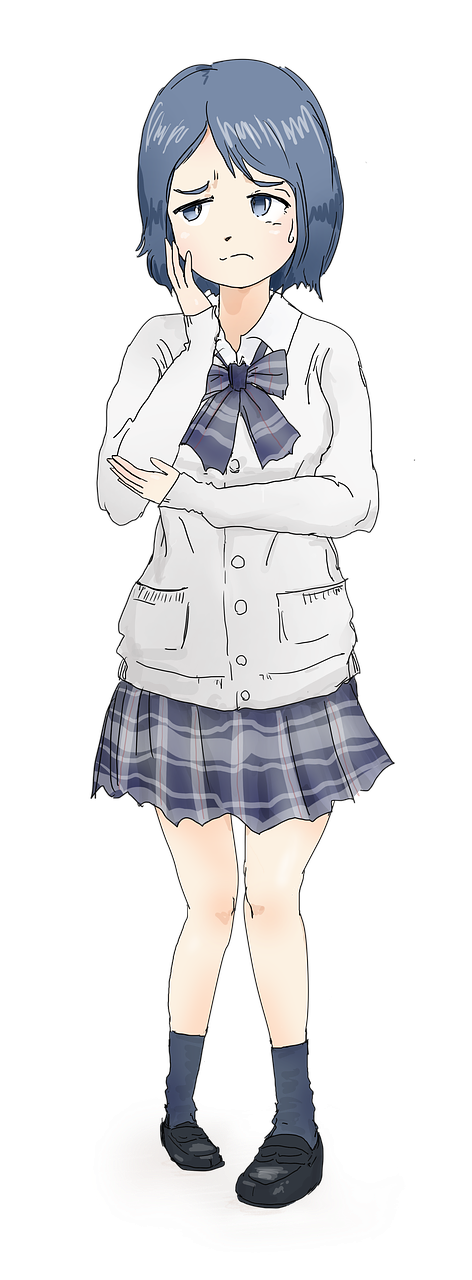 a girl in a school uniform talking on a cell phone, inspired by Yuki Ogura, pixiv, shin hanga, anime vtuber full body model, full_body!!, wearing a skirt, semi realistic