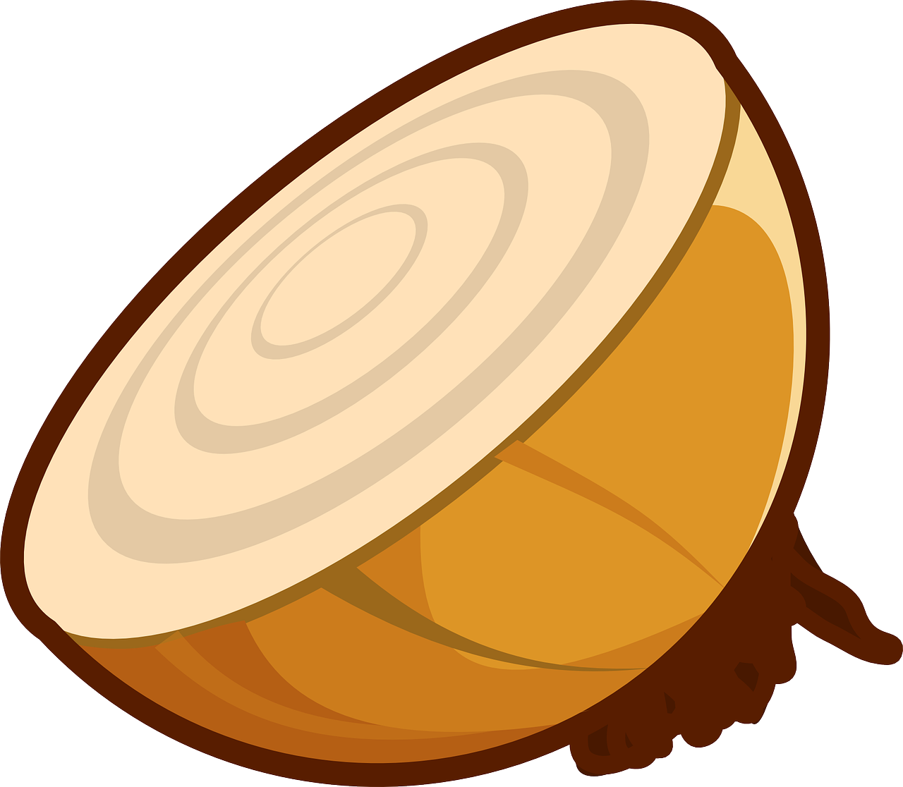 a piece of bread sitting on top of a table, concept art, inspired by Masamitsu Ōta, pixabay, hurufiyya, head is an onion, round background, tropical wood, vanilla
