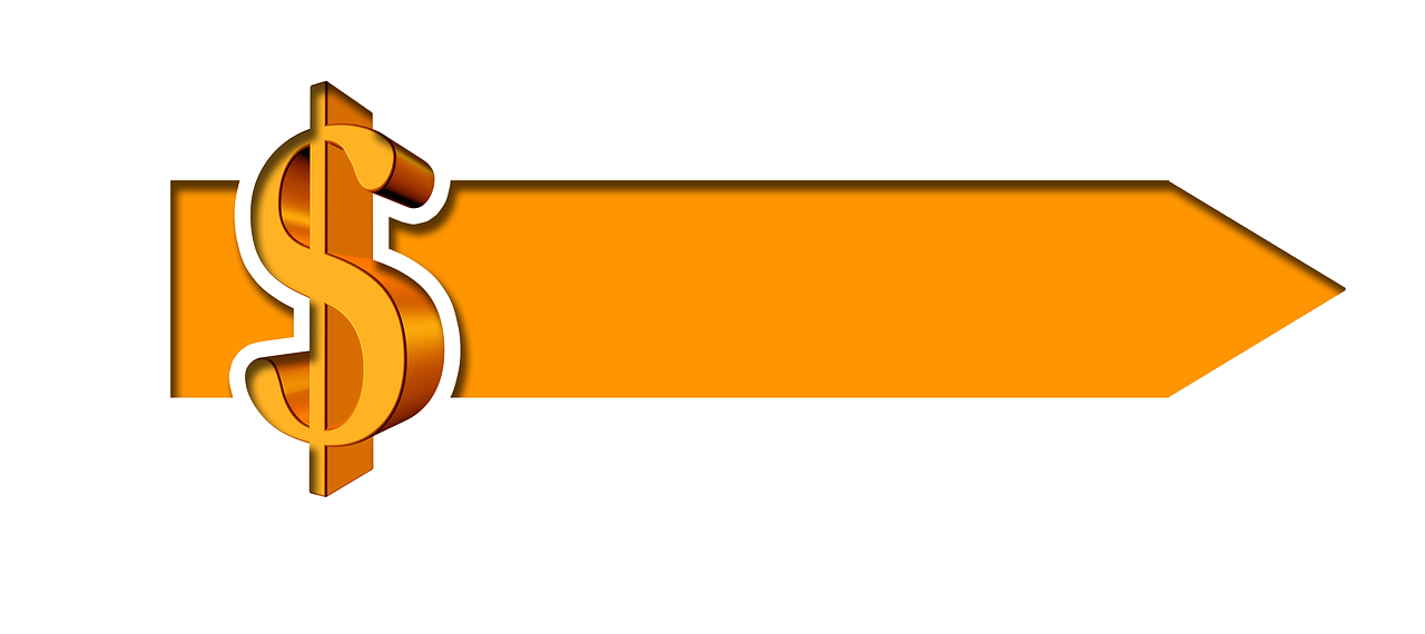 an arrow with a dollar sign on it, a screenshot, cobra, orange and black tones, banner, background is white and blank, rb6s)