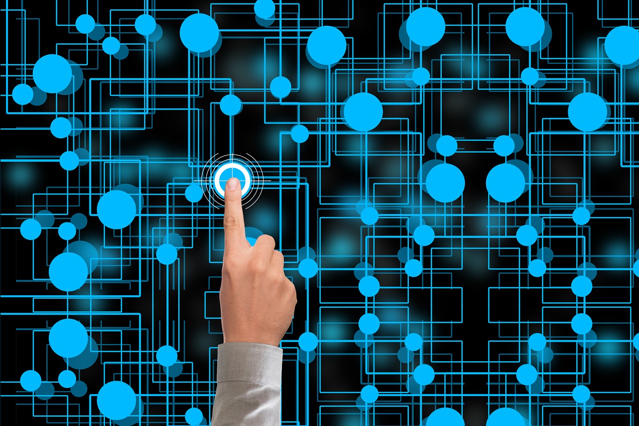 a close up of a person touching a button, a digital rendering, computer art, network, high res photo, concept illustration, neon virtual networks