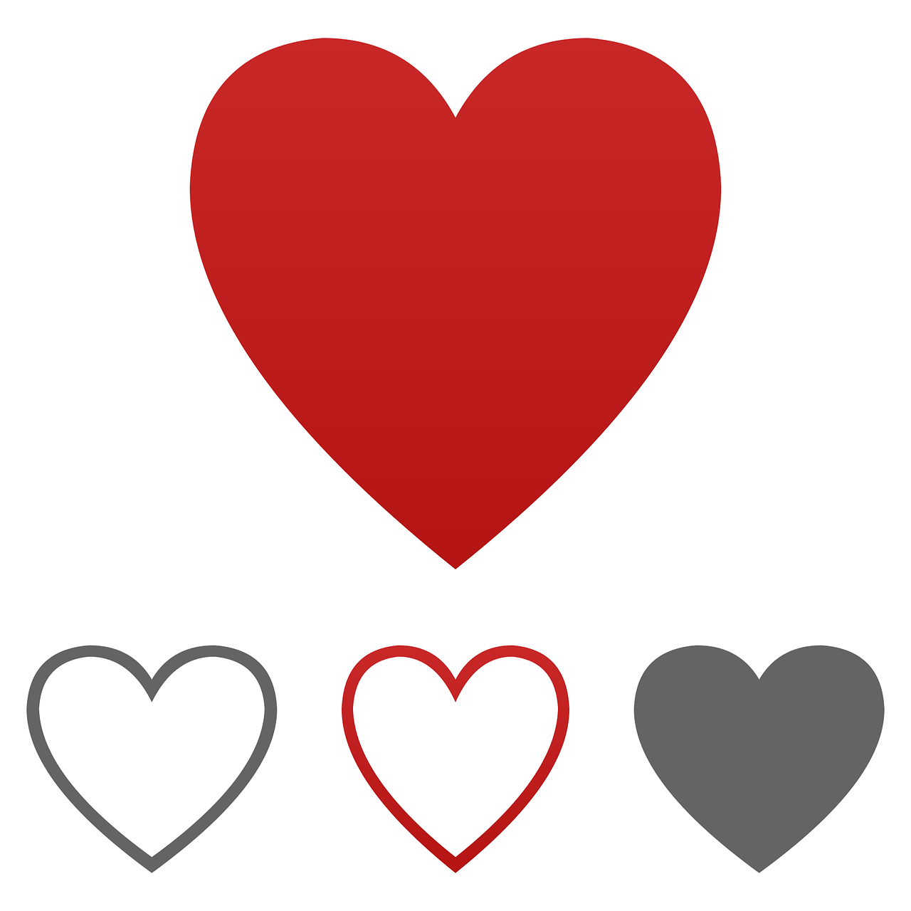 a couple of hearts sitting next to each other, minimalism, payne's grey and venetian red, vector icon, three fourths view, one is red