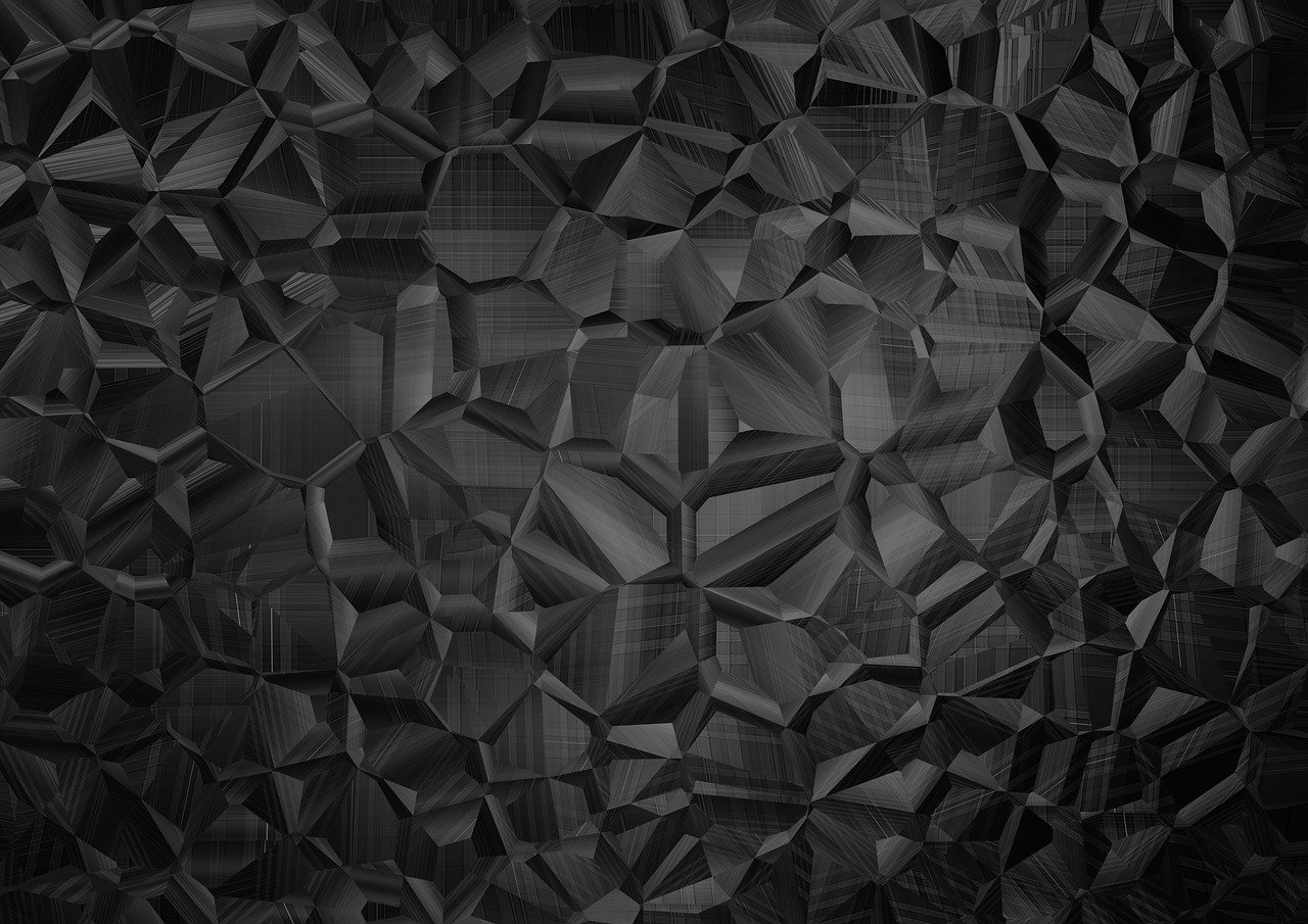 a black and white photo of a bunch of cubes, digital art, inspired by Anna Füssli, crystal cubism, high resolution coal texture, phone wallpaper hd, shiny textured plastic shell, hexagonal wall