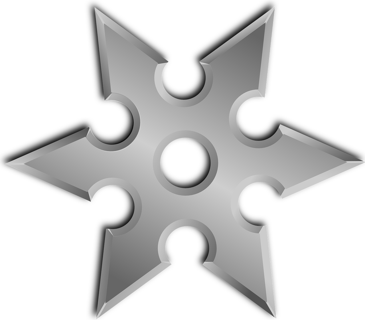 a star shaped metal object on a white background, vector art, inspired by Kōno Michisei, deviantart, digital art, war blade weapon, silver insignia, ninja, uncompressed png