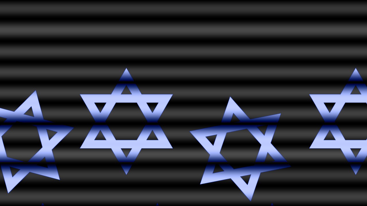 a group of blue star of david on a black background, a digital rendering, inspired by Israel Tsvaygenbaum, minimalism, iphone background, perforated metal, twins, ribbon