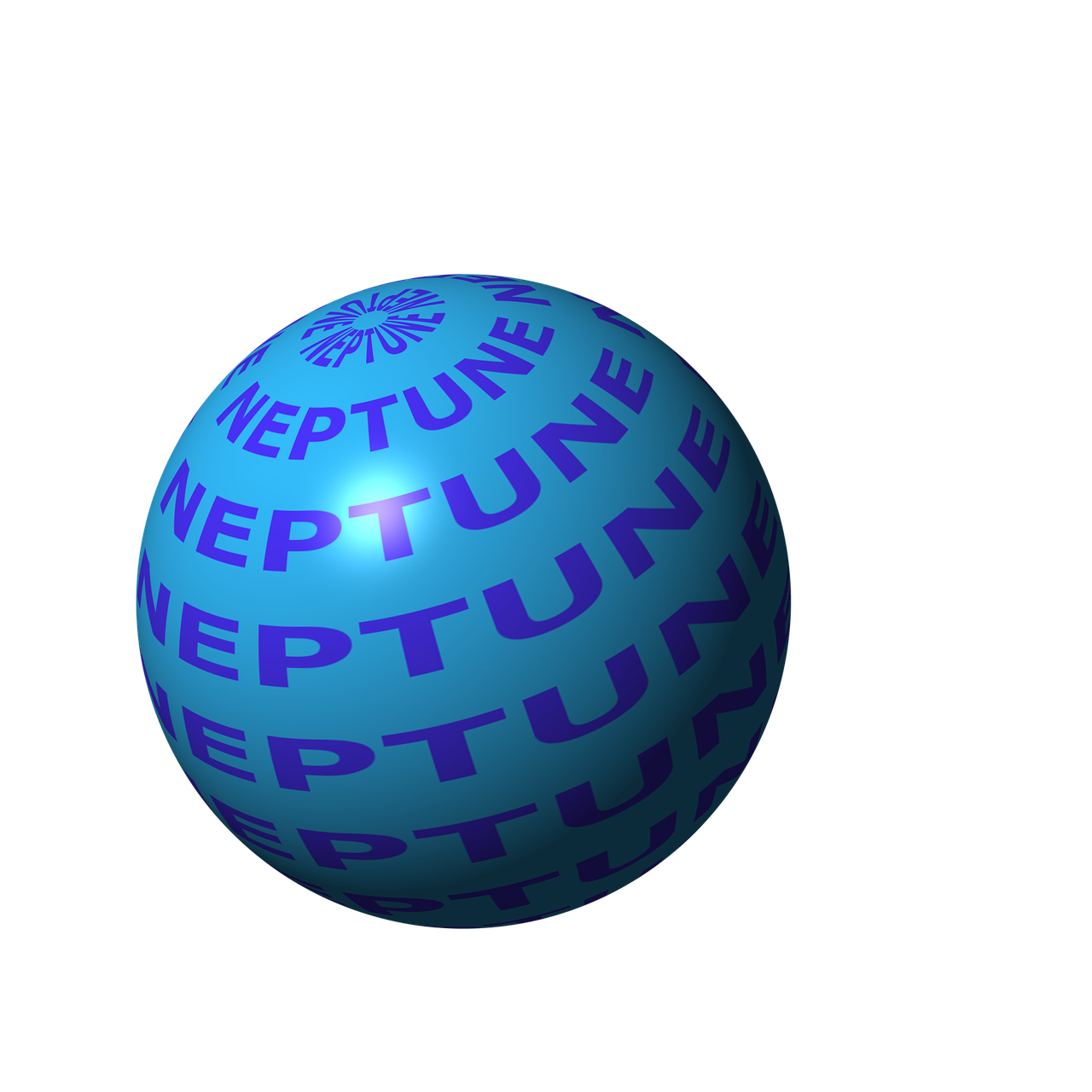 a blue ball with the word neptune written on it, a raytraced image, by Kathleen Guthrie, trending on zbrush central, top down extraterrestial view, tape, seraphine, rhythm