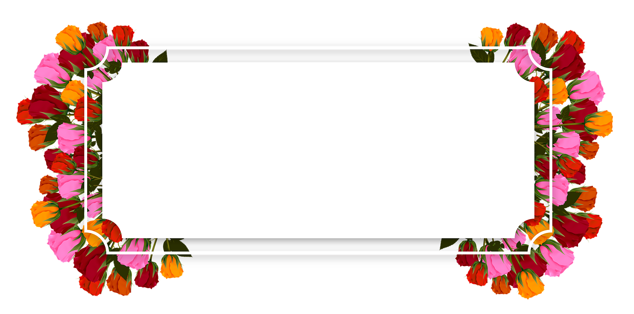 a frame with flowers on a black background, a screenshot, by Daarken, tumblr, computer art, wide long shot, inside stylized border, clean artstyle, black steel with red trim