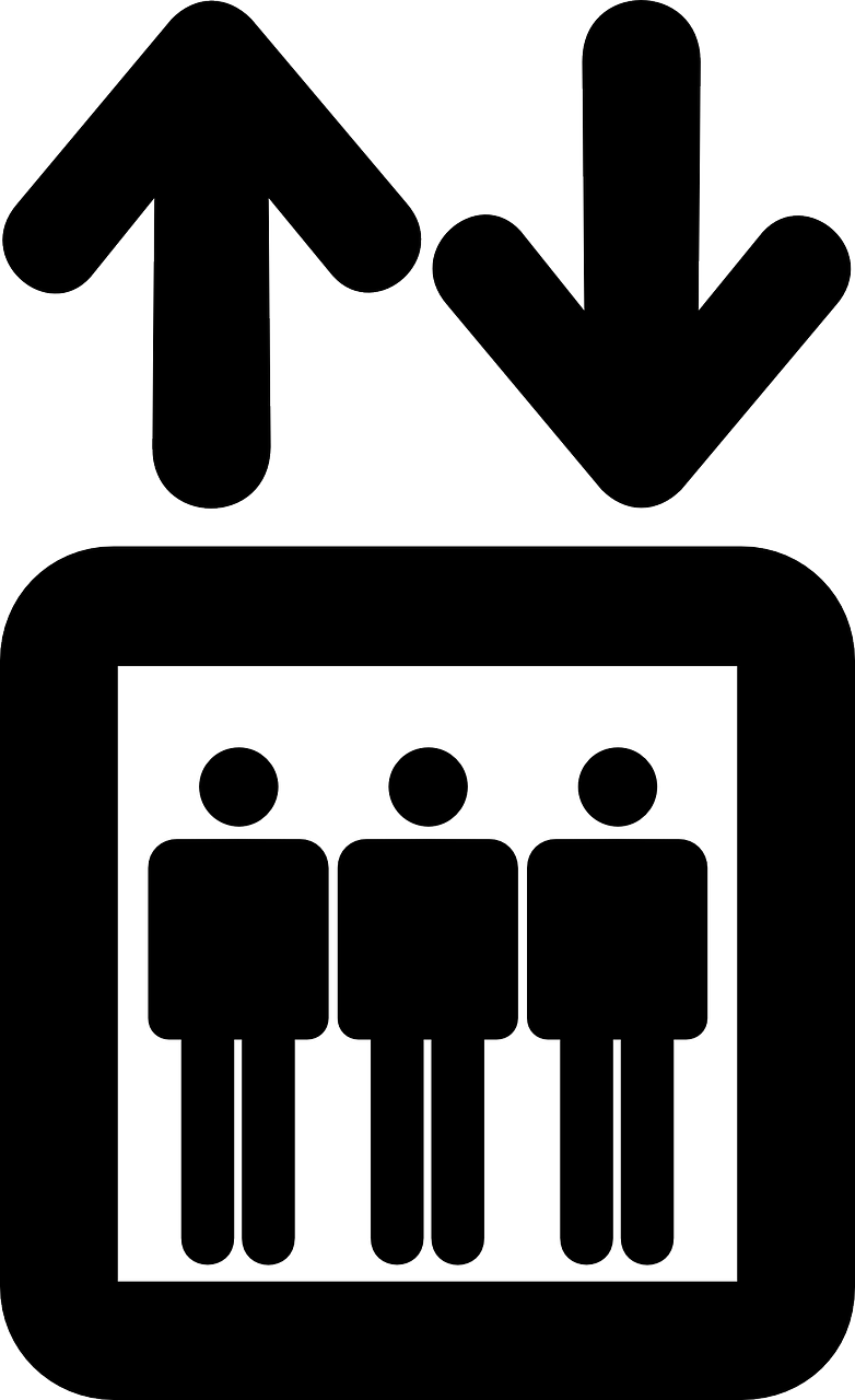a black and white picture of a group of people, vector art, trending on pixabay, serial art, elevator, television screenshot, advert logo, terminal text