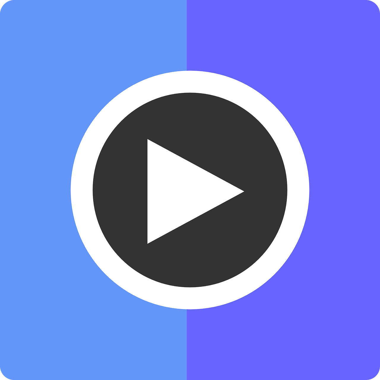a blue square with a play button on it, a picture, by John Button, gradient blue black, official modern animation, vector icon, facebook
