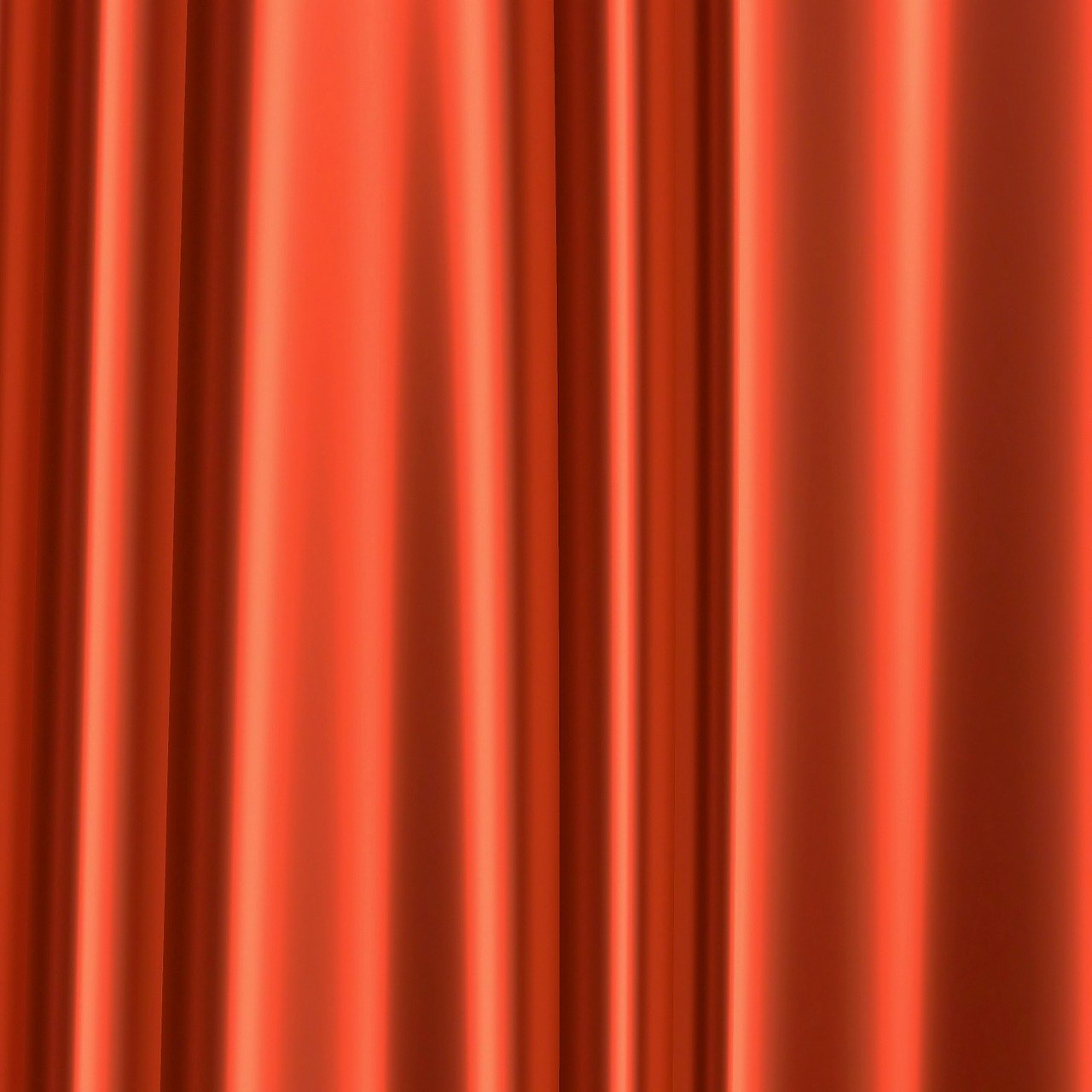 a close up view of a red curtain, a digital rendering, digital art, metallic polished surfaces, very orange, smooth shading, fully covered in drapes