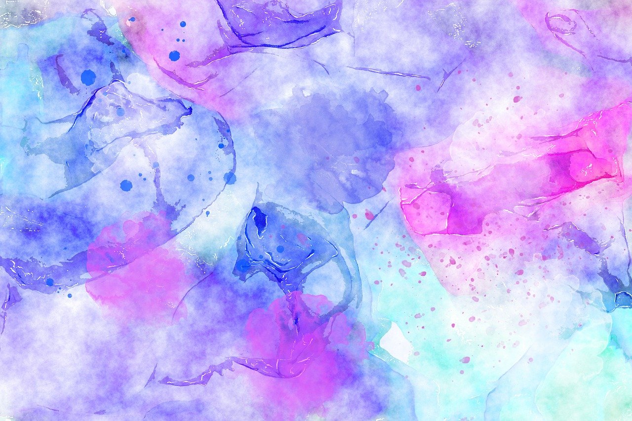 a watercolor painting of pink, blue, and purple flowers, a watercolor painting, pexels, abstract art, graffiti _ background ( smoke ), background image, pearlescent, marbled