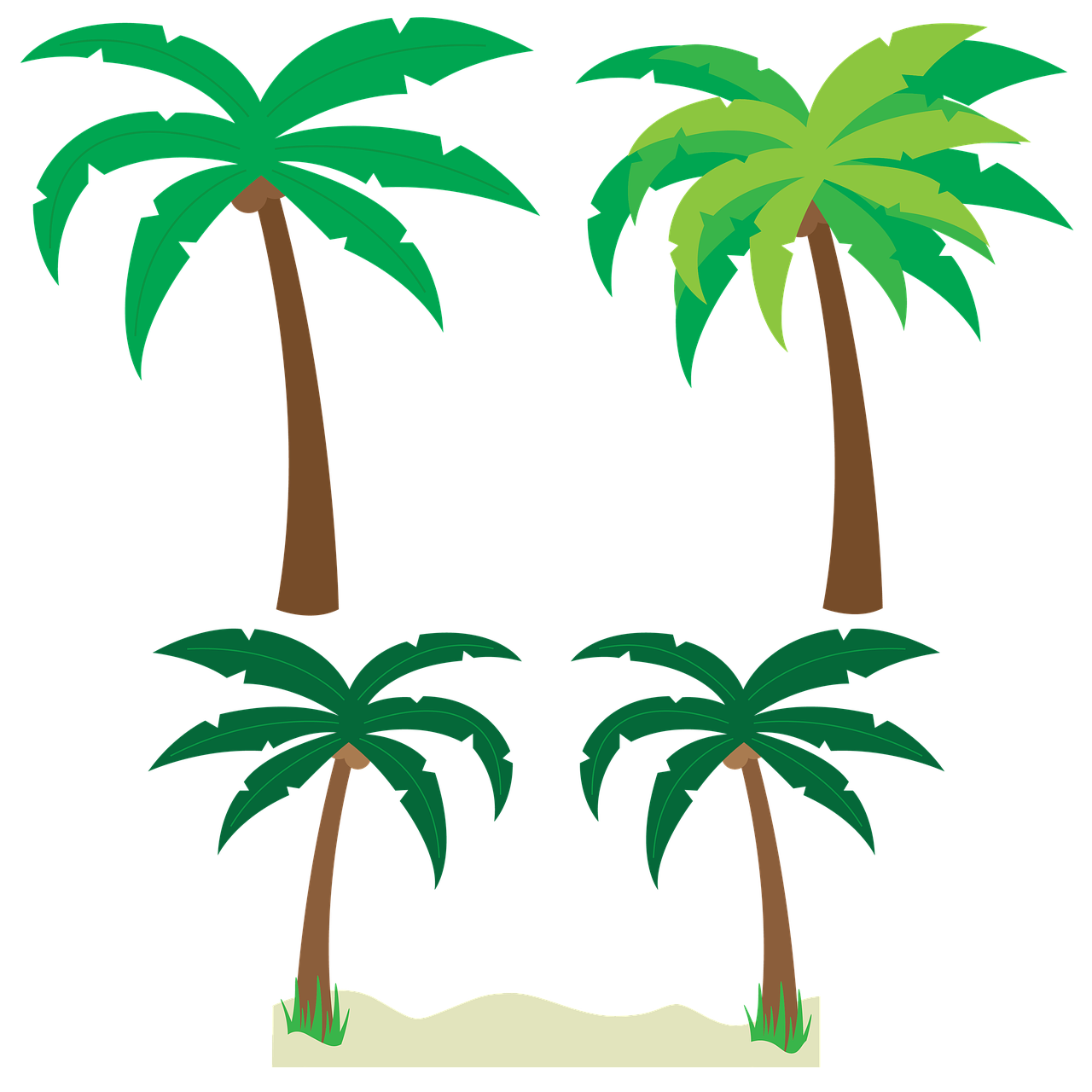 three palm trees on a black background, polycount, conceptual art, svg comic style, sand, (((trees))), miami. illustration