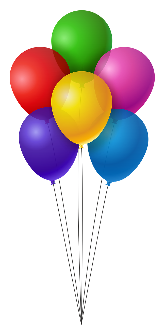 a bunch of balloons floating in the air, by Steven Belledin, bauhaus, clipart, with a black background, uploaded, at a birthday party