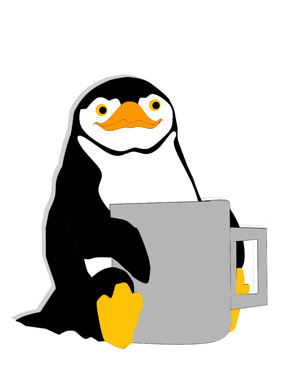 a penguin that is sitting in a cup, an illustration of, inspired by Muggur, reddit, poser, flash photo, drinking beer and laughing, full body close-up shot